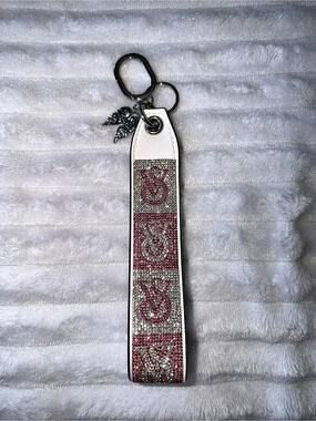 Victoria's Secret Wristlet Strap Keychain White & Pink